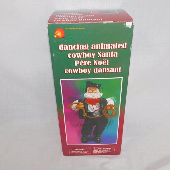 Gemmy 15" Animated Dancing Musical Christmas Cowboy Santa Claus with Lasso - Picture 5 of 10